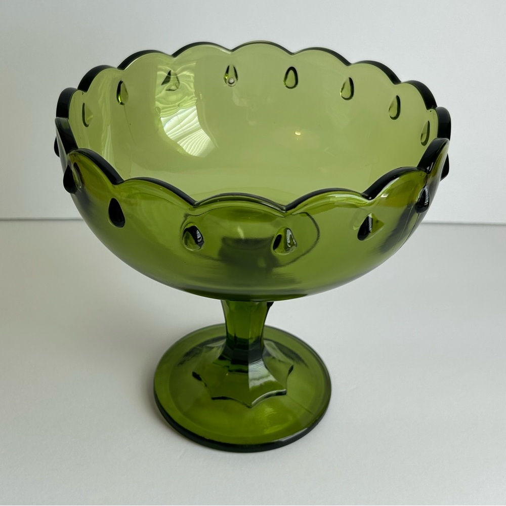 Indiana Glass Teardrop Green Compote